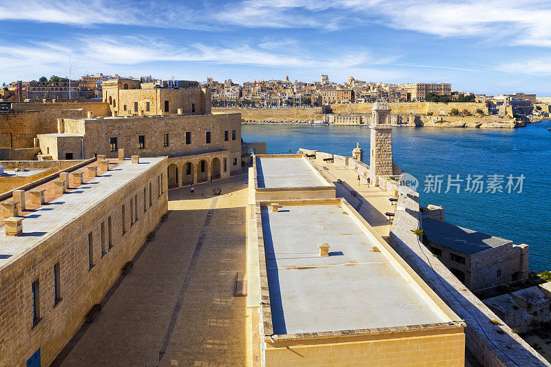 从fort St. Angelo到Grand Harbor和Valetta，马耳他